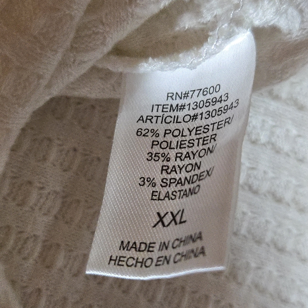 Chaser Ivory Waffle Henley XXL Has Some Armpit Greying - Picture 9 of 9